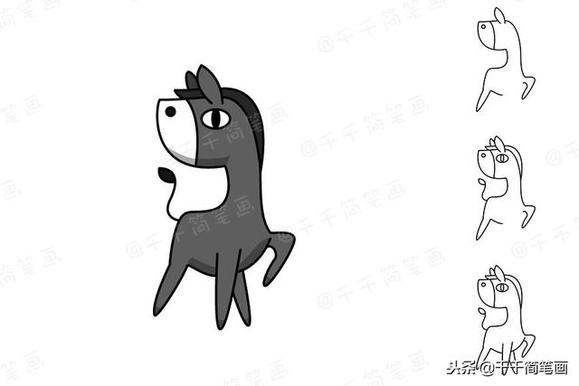 儿童画画8-10岁 简笔画 小动物（豹子小鹿小驴等可爱动物简笔画）(12)