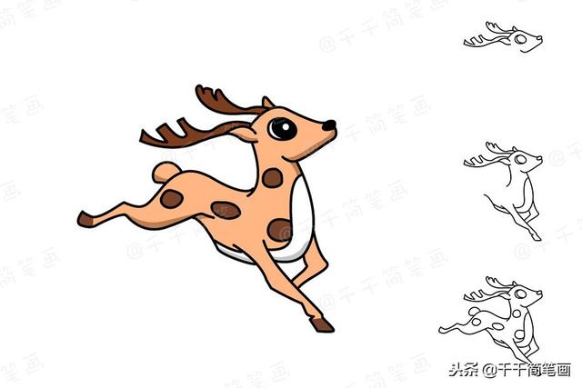 儿童画画8-10岁 简笔画 小动物（豹子小鹿小驴等可爱动物简笔画）(4)