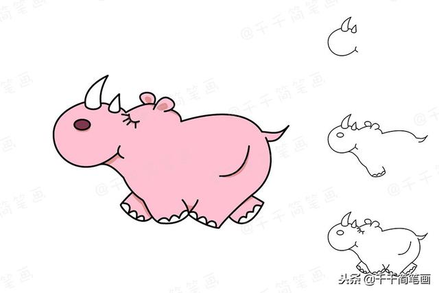 儿童画画8-10岁 简笔画 小动物（豹子小鹿小驴等可爱动物简笔画）(8)