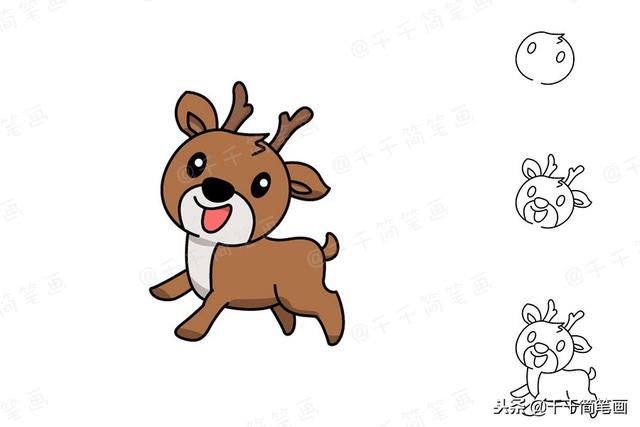 儿童画画8-10岁 简笔画 小动物（豹子小鹿小驴等可爱动物简笔画）(5)