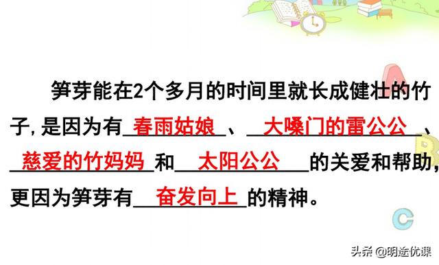 二年级笋芽儿生长过程同步练习（二年级下笋芽儿孩子是否掌握好了）(11)