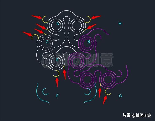 cad新手必练300图第六张图（根据单元图形绘制多元图形）(12)