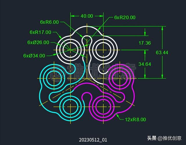 cad新手必练300图第六张图（根据单元图形绘制多元图形）(2)