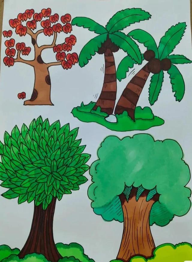 树简笔画十二种画法（一百种树的画法）(3)