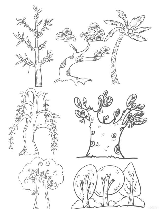 树简笔画十二种画法（一百种树的画法）(19)