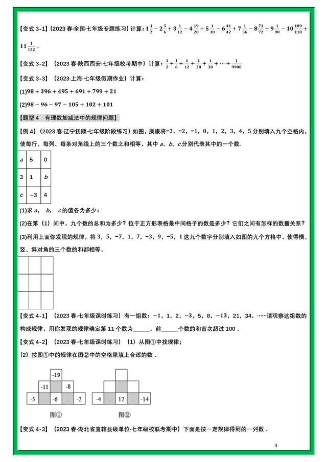 初一上册数学有理数加减法 公式（我把初一数学上册有理数加减法8大题型）(2)