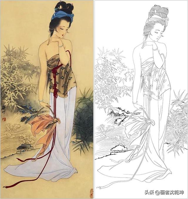 陈彦娥工笔画作品欣赏（陈彦娥萧竹工笔画四大美女白描底稿）(2)