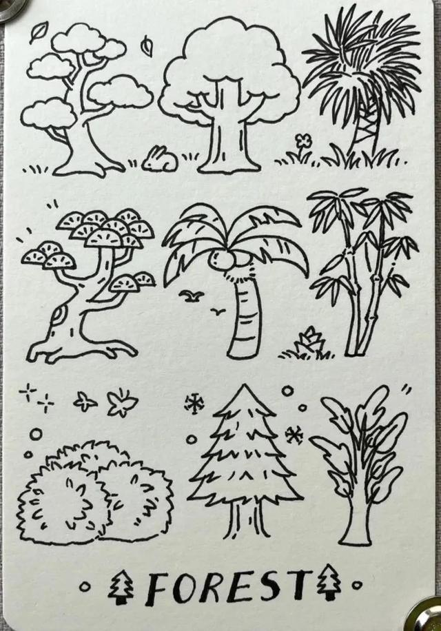 树简笔画十二种画法（一百种树的画法）(15)