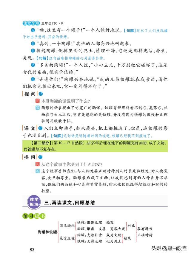 三年级下册语文陶罐和铁罐的总结（三年级下册语文课堂全知识点6陶罐和铁罐）(7)