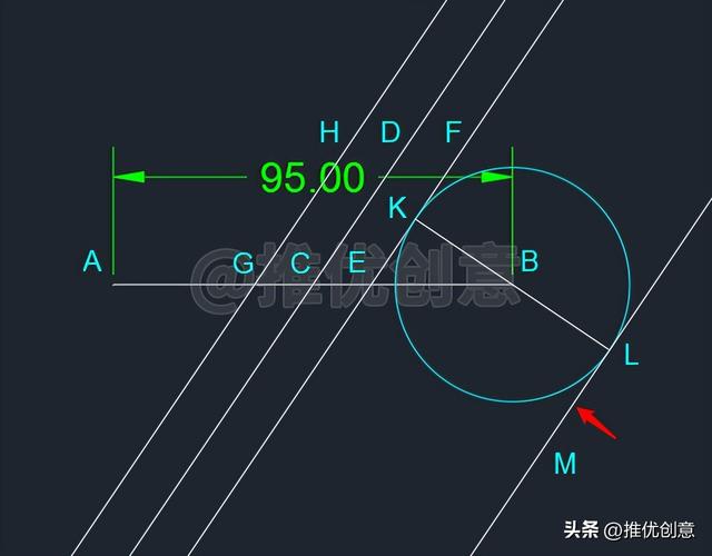 cad平面机械图制图教程（构造线绘制竞赛图）(14)