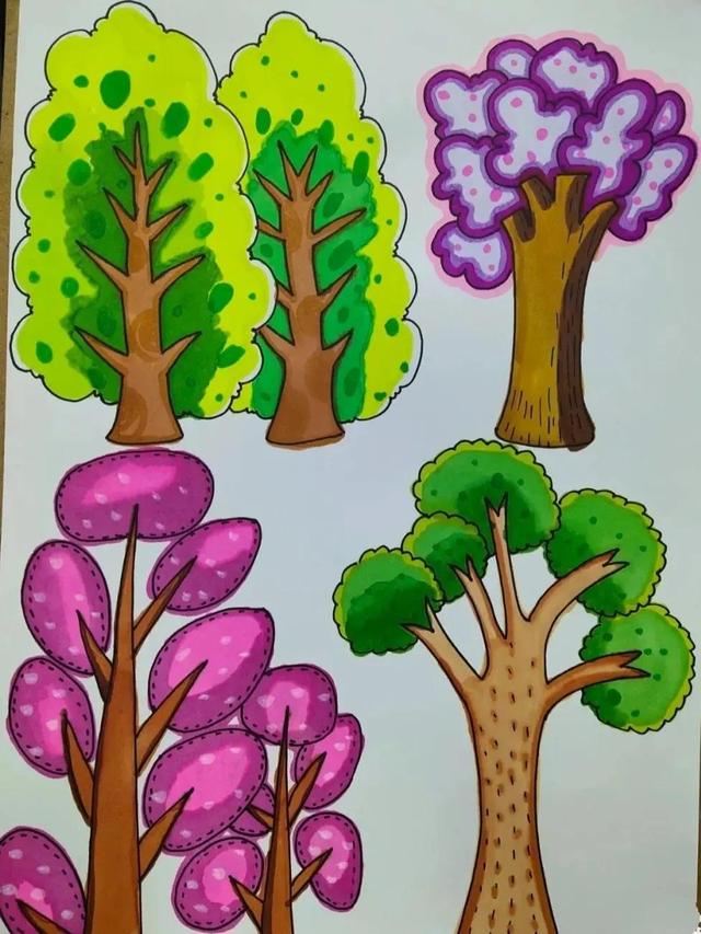 树简笔画十二种画法（一百种树的画法）(2)