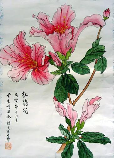 工笔画杜鹃花白描（工笔写意杜鹃花）(19)