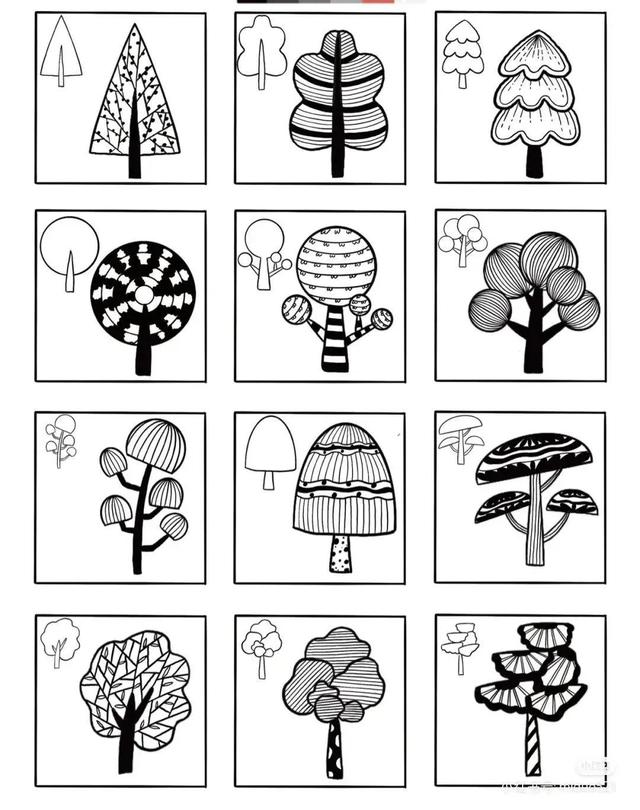 树简笔画十二种画法（一百种树的画法）(13)