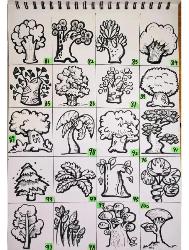树简笔画十二种画法（一百种树的画法）(12)