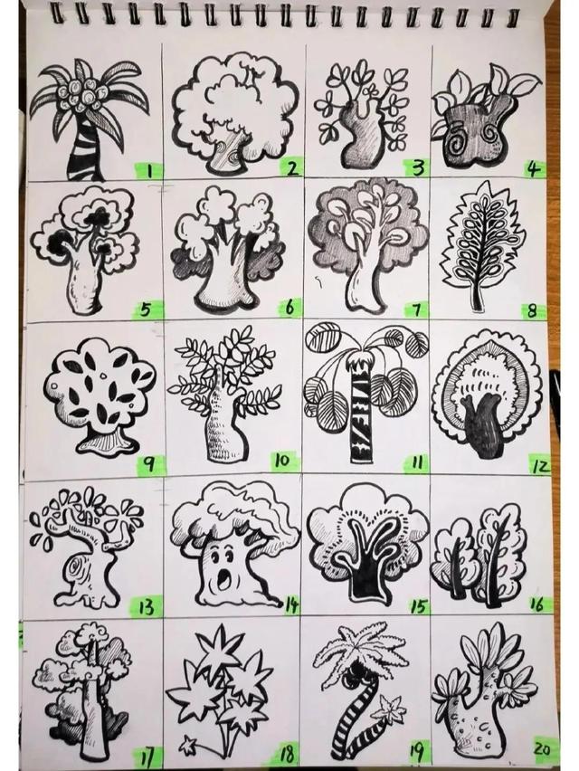 树简笔画十二种画法（一百种树的画法）(8)