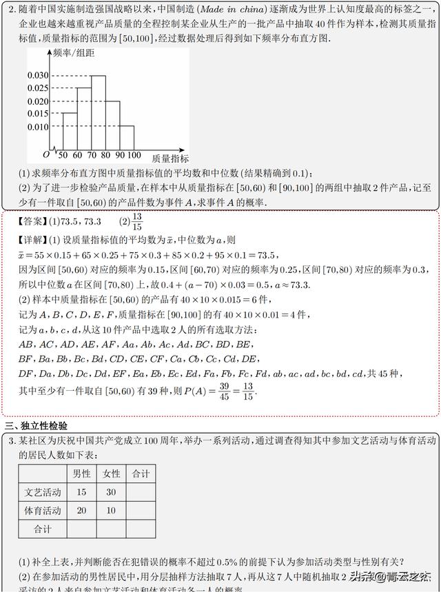 数学统计与概率练习题及答案（青杰笔记高中数学第001篇）(3)